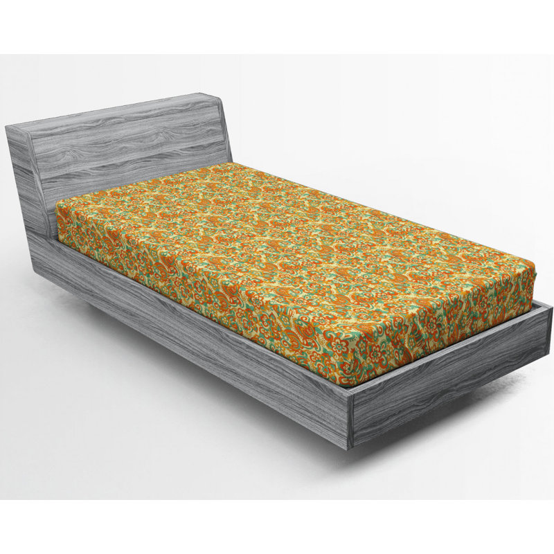 Microfiber Floral Fitted Sheet, Twin Fitted Sheet