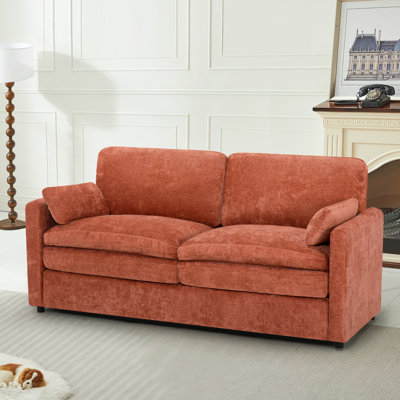 Canapé moelleux moderne 69 po avec coussin rembourré, canapé en chenille avec 2 coussins bien rembourrés, canapé 2 places pour le salon, la chambre à coucher