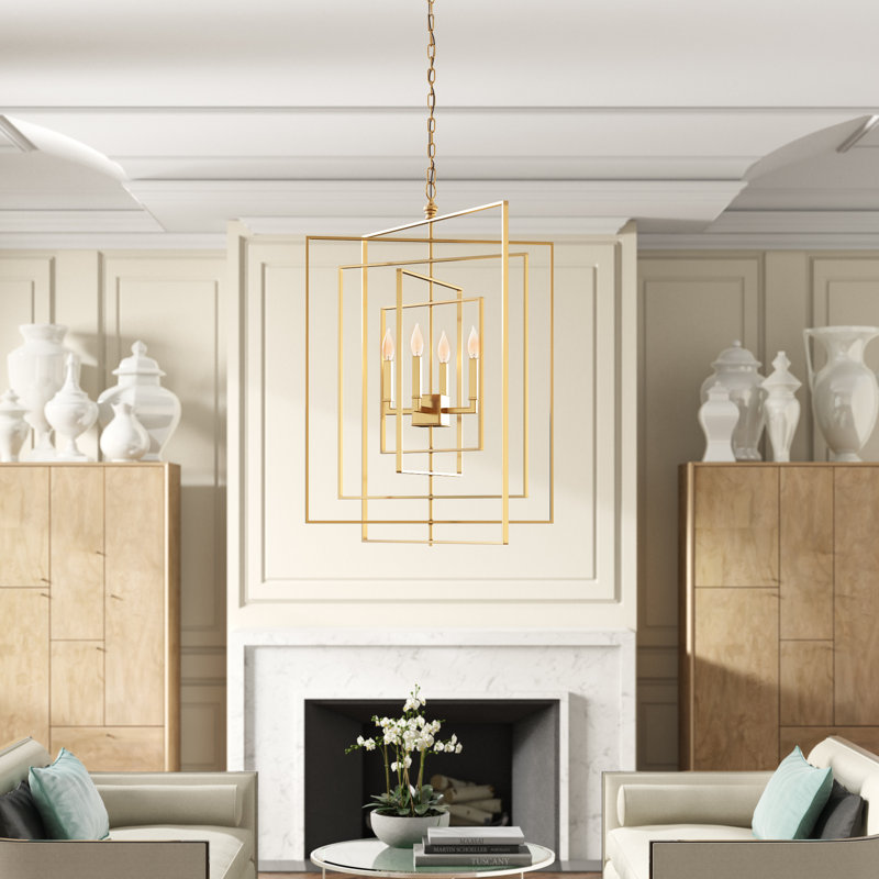 4 - Light Chandelier, Antique Brass