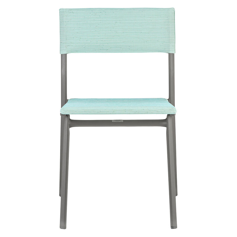 Outdoor Patio Dining Side Chair, Titanium, Teal