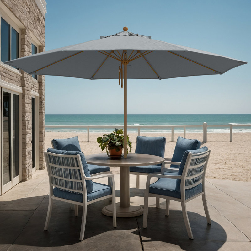 Parasol en bois de teck 11 pi, Gris