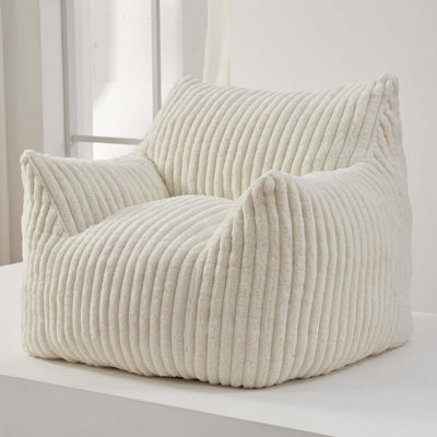 Plush Corduroy Bean Bag Chair with Memory Foam, Living Room Bedroom Lazy Floor Sofa