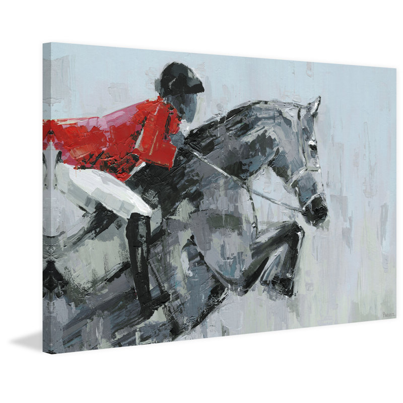 «Équestre, saut», peinture sur toile tendue, H 8 po x l 12 po x P 1,5 po