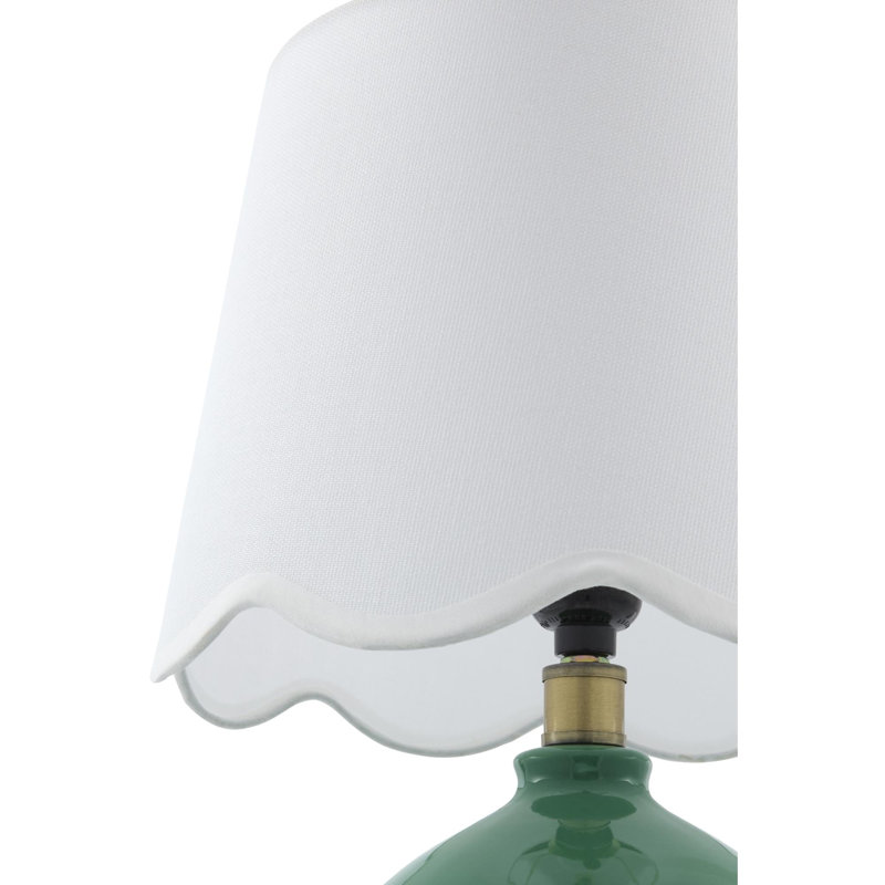 Lampe de table Amecia, Vert foncé, Blanc, Lin lin