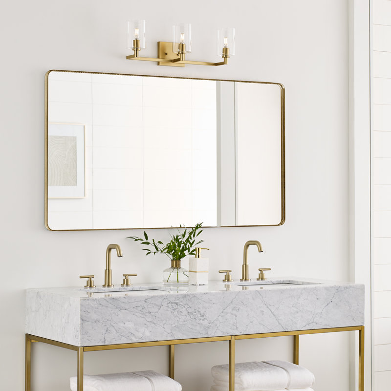 Signe 3 Light Transparent Dimmable Vanity Light, Satin Brass