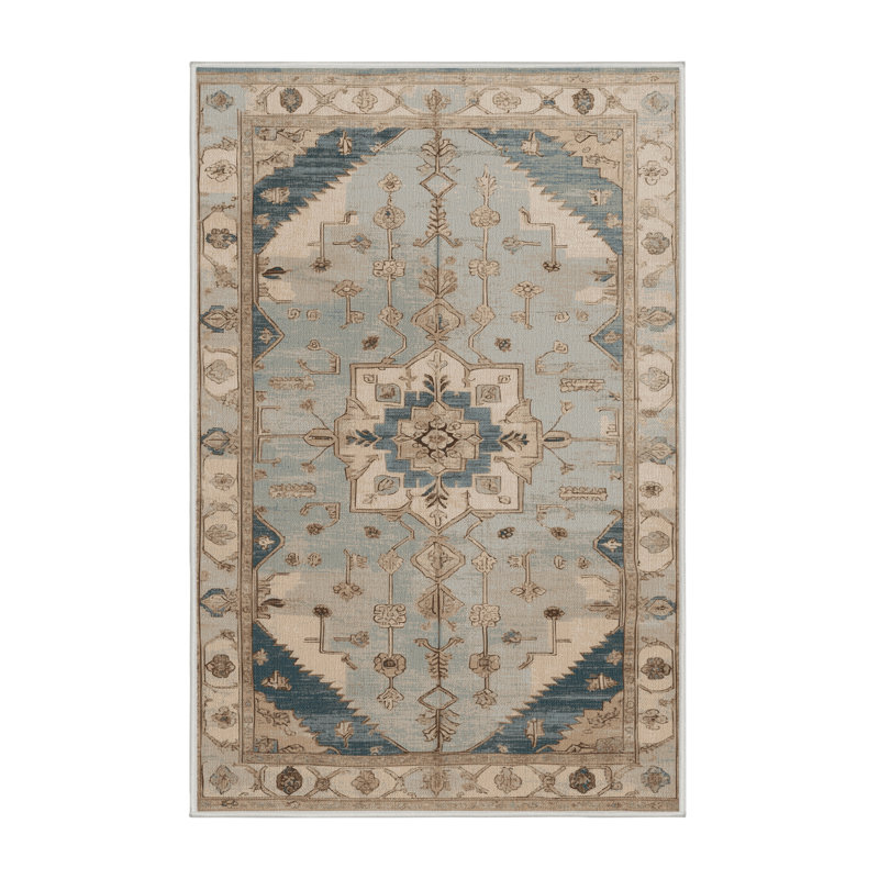 Machine Washable Afyon Beige Area Rug, Rectangle 3' x 5'