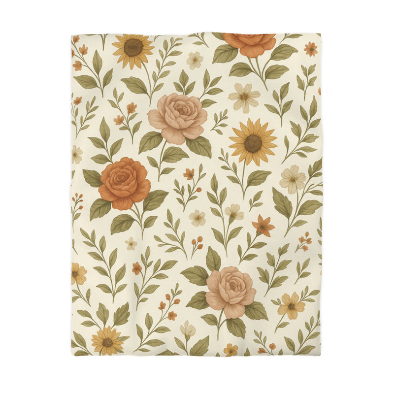 Microfiber Duvet Cover Boho Style, Design 61, Cream, Twin Duvet Cover