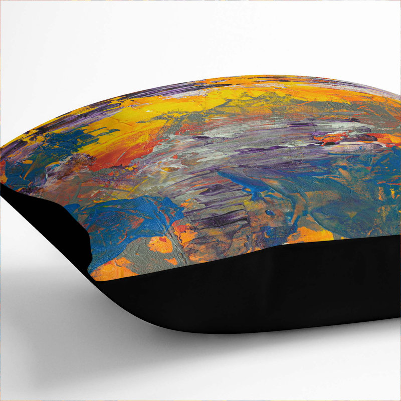 Abstract Square Throw Cushion, 40 x 40 cm, Black