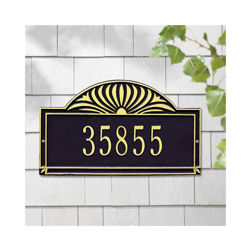 Plaque d'adresse murale 1 ligne Sunburst, Cuivre antique, Oui