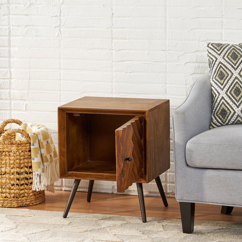 Wooden And Iron Cabinet Nightstand Bedside Table Bedroom End Table Small Cabinet