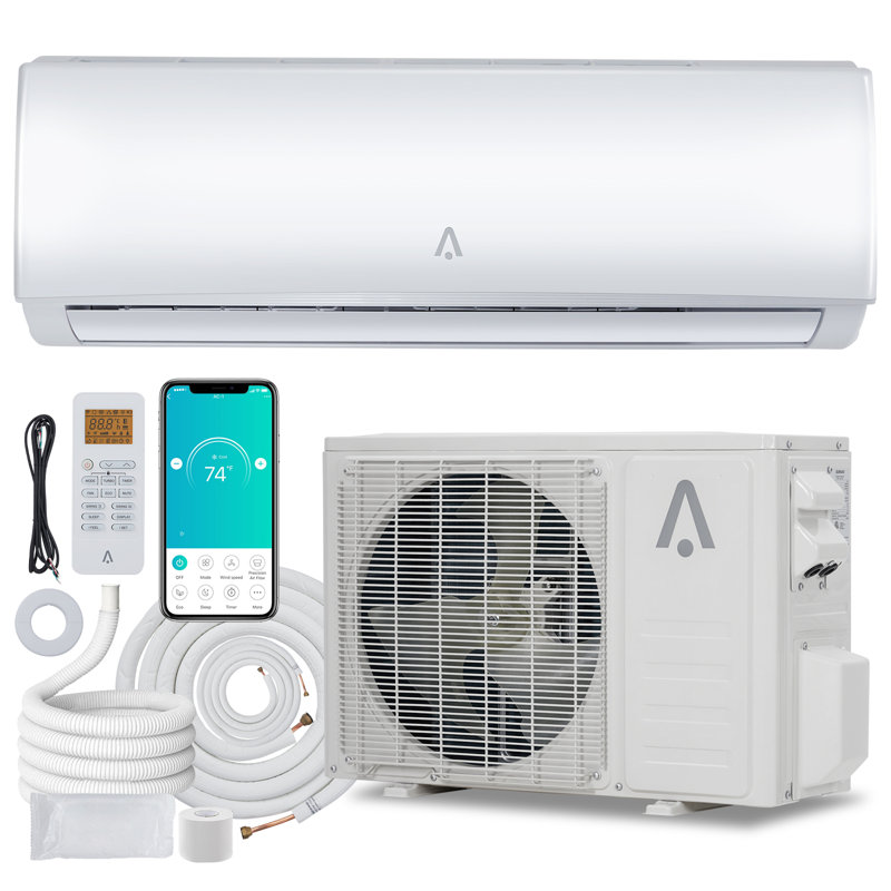 12 000 BTU 21 SEER2 mini-climatiseur sans conduit et thermopompe avec Wi-Fi intelligent, onduleur, ensemble d'installation bricolage, couvre jusqu'à 750 pieds carrés, 230 V
