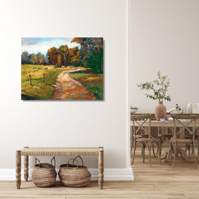 John Beard Collection''s Country Path With Horses On Giclee Canvas Hand Embellished Art