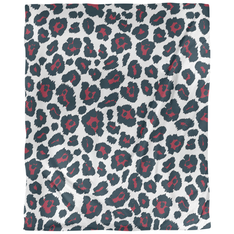 Housse de couette à imprimé léopard Throwback, Housse de couette pour très grand lit, Microfibre, Blanc/noir/rouge