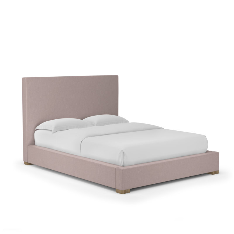 Sloan Upholstered Bed, Queen, Box Weave Linen Blush, Weathered