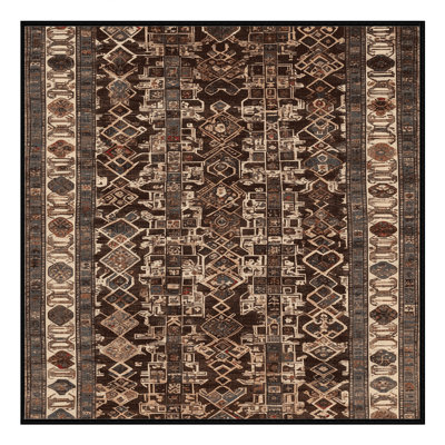 Machine Washable Art Deco Black Area Rug