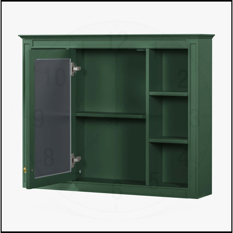 Armoire de salle de bain murale moderne avec plusieurs options de rangement et un design élégant, Vert