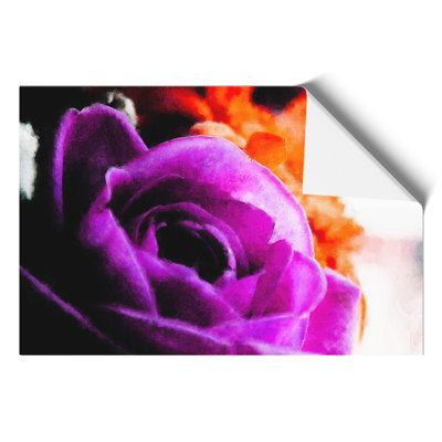 Purple Rose Flower Painting - Frameless Print