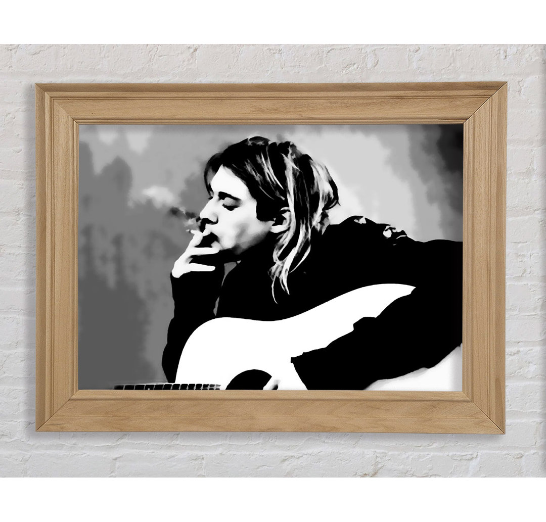 Kurt Cobain Guitar Smoke - Einzelner Bilderrahmen Kunstdrucke