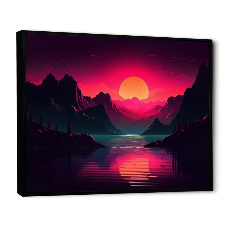 «Pink Dark Sea» sur toile, H 34 po x l 44 po x P 1,5 po, Cadre flottant noir