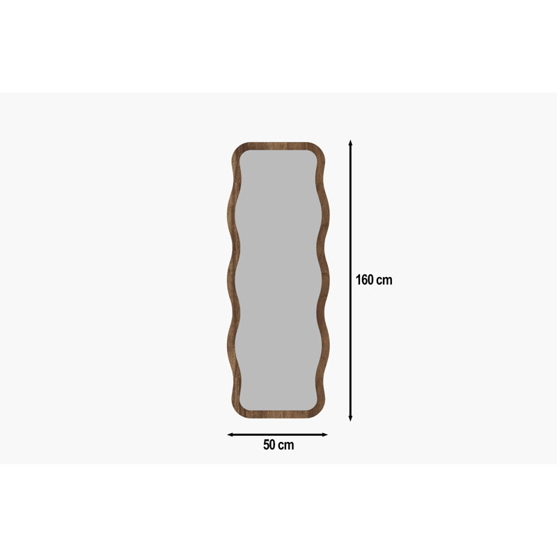 Modern Wall-Mounted Mirror, 50 x 160 x 0 cm, 100% MDF, Eco-Friendly Flotal-E Design, Natural Finish, Sleek and for Home Decor, For Entryways, Living Rooms, and Bedrooms