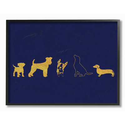 « gold dog silhouette », impression de couleur marine surdimensionnée