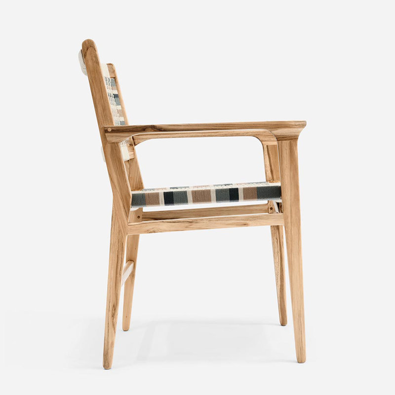 Chontales Dining Chair with Armrest in San Geronimo Manila, Teak, Charcoal V Braided Cord