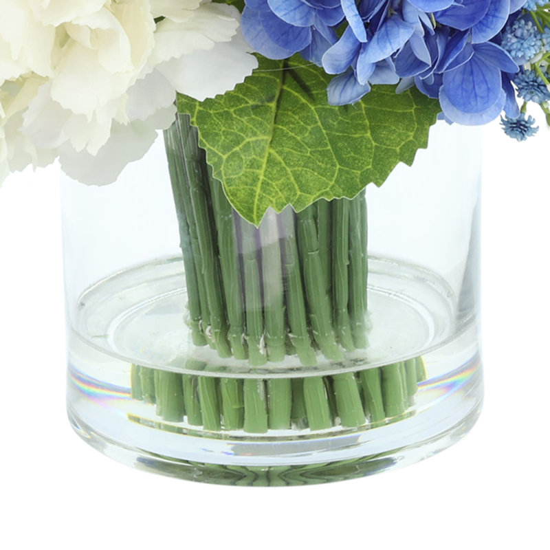 Hydrangea and Baby's Breath Arranged in Glass Vase