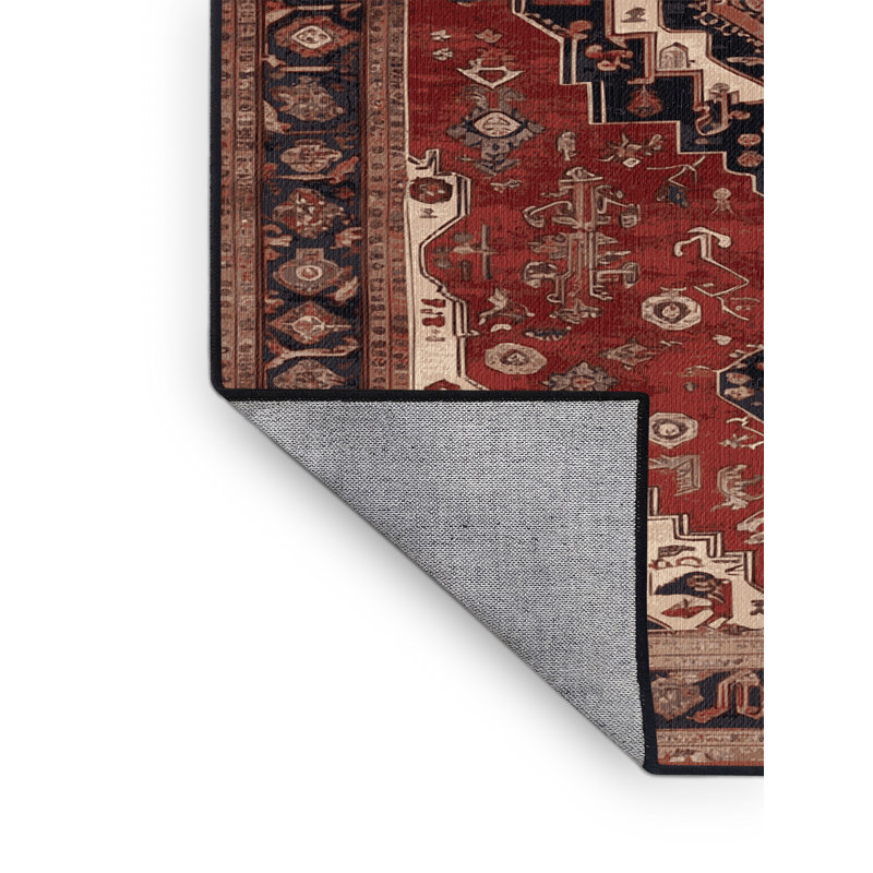 Machine Washable Turkish Brown Area Rug, Rond 6 pi