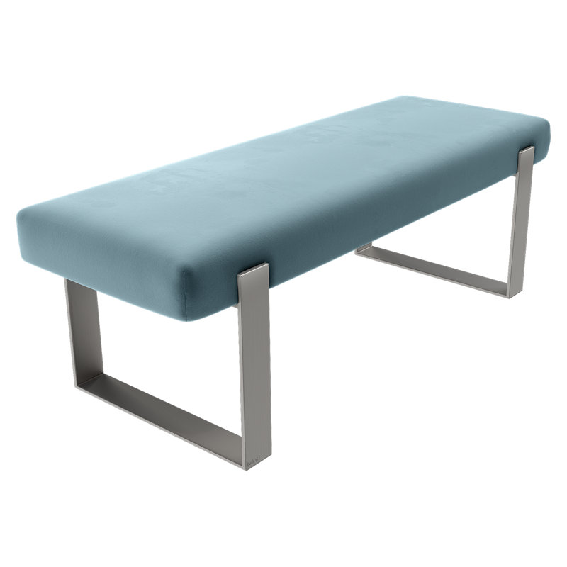 Banc rembourré Sapan, Velours, Bleu antique