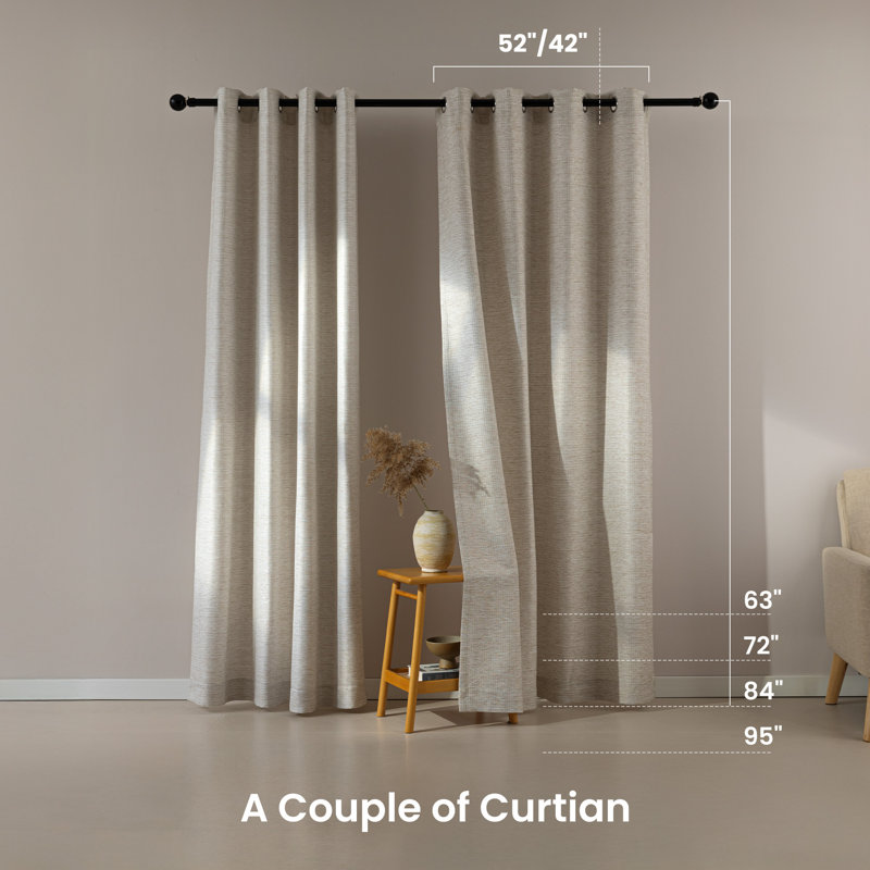  Blackout Curtains With Lining(Set of 2), 42" W x 84" L, Beige
