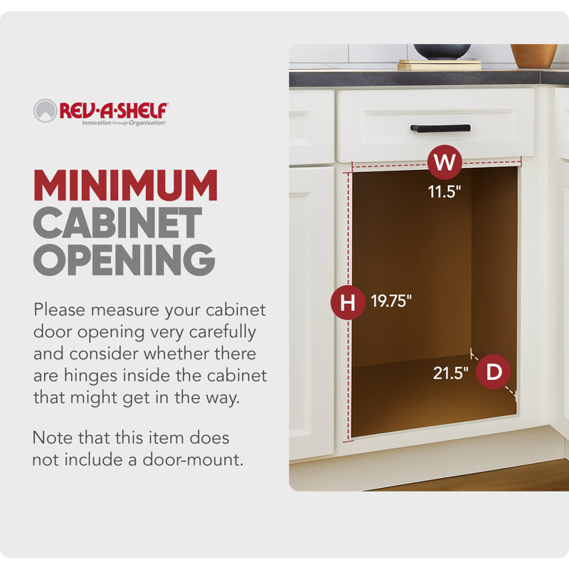 Rev-A-Shelf Poubelles escamotables, gris, 54WC-1527SC-17-1, 2, 6,75 gallons, H 19,47 po x l 11,5 po x P 11,45 po