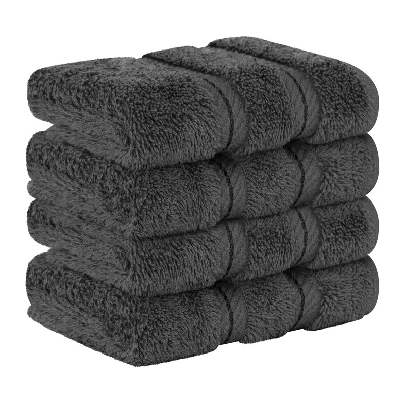 Darcelle 100% Cotton 4-Piece Turkish Washcloth Set, Gray