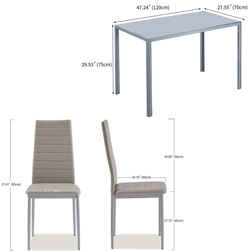 Ensemble repas pour 4 personnes Ivyona, gris, Gris / argent, Gris