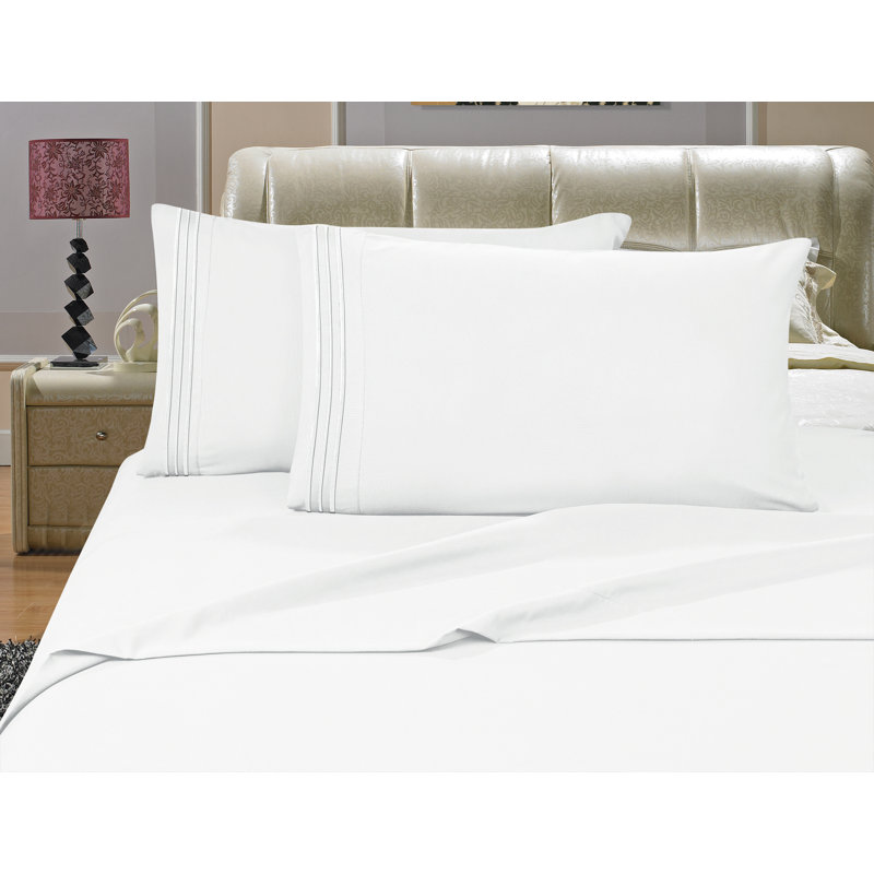  1500 Thread Count Microfiber Sheet Set, White, Queen
