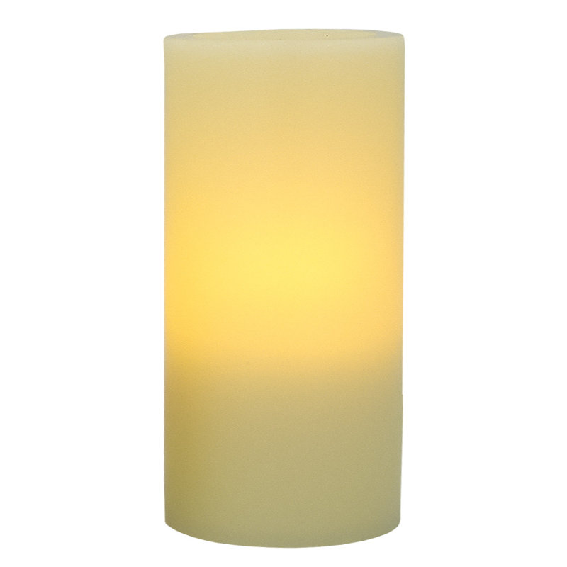Unscented Flameless Pillar Candle, 8" H x 4" W x 4" D