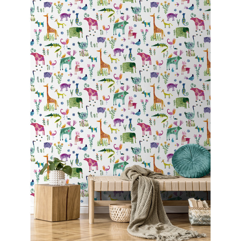 Papier peint animaux Lima, Blanc