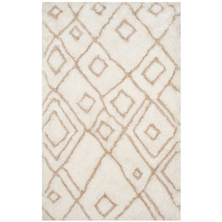 Tapis à poil long touffeté à la main à motif géométrique Aderita Toronto