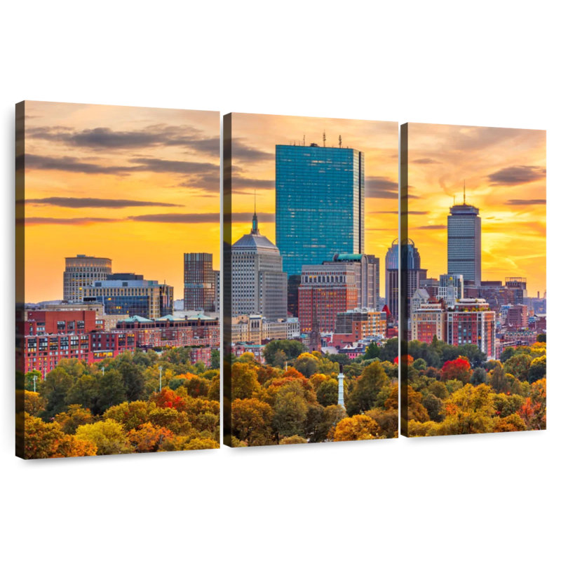 Nicci Boston, coucher de soleil d'automne, H 24 po x l 38 po