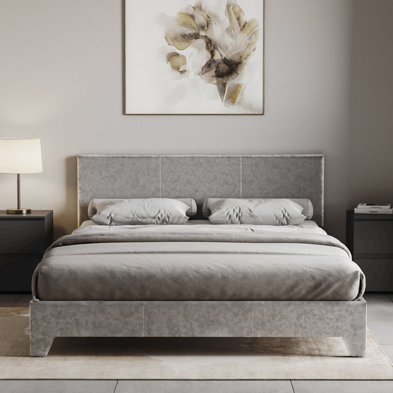 Scipio Upholstered Bed, UKFR Certified, Double (4'6), Silver