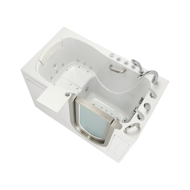 Ella Royal 32"x52" Acrylic Air and Hydro Massage and Heated Seat Walk-In Bathtub with Left Inward Swing Door, 5 Piece Fast Fill Faucet, 2" Dual Drain
