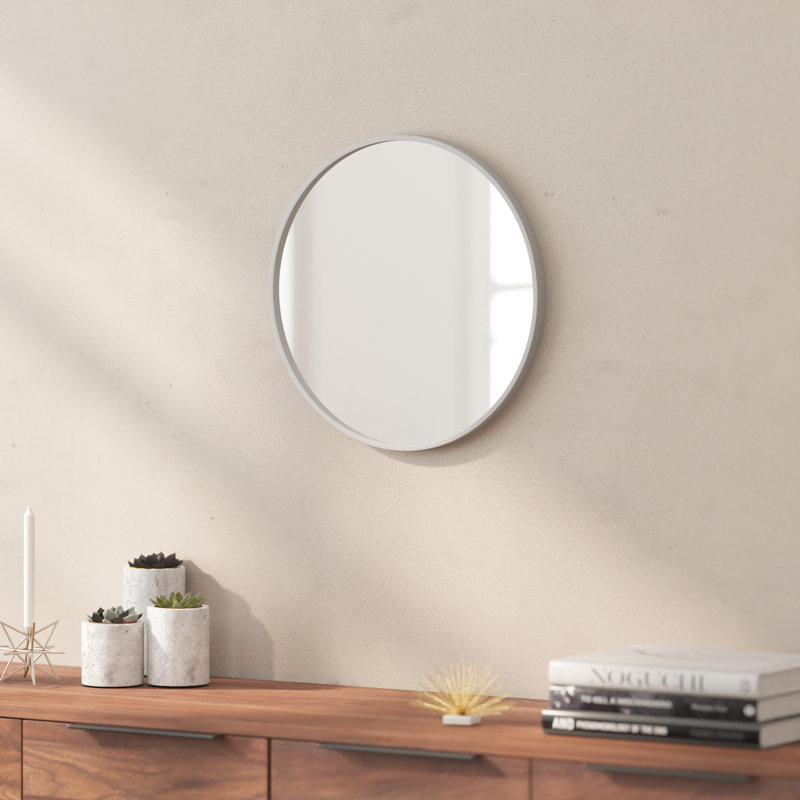 Miroir mural rond en métal, 16 po x 16 po, Argent