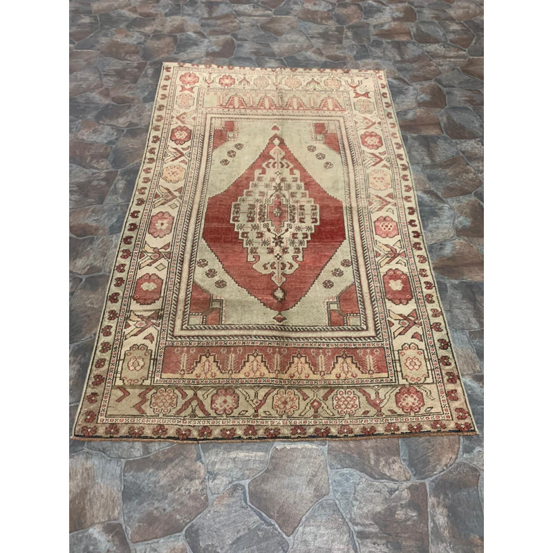 Tapis turc rétro fait à la main 4 x 7