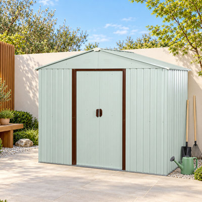 8x4 Metal Outdoor Storage Shed White