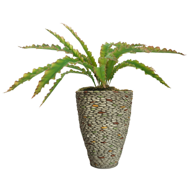 Jardinière avec plante grasse artificielle, H 47 po x l 24 po x P 24 po, Vert / Rouge