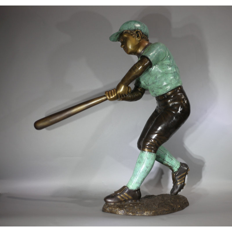 Boy Baseball Batter. 33"H. Bronze statue