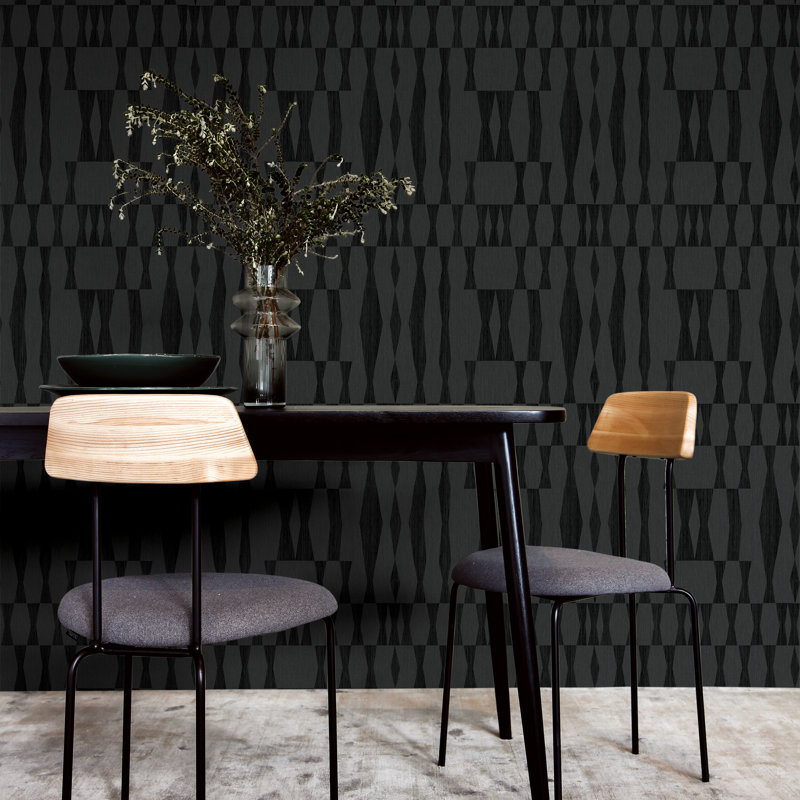 Diyar 16.5' L x 20.5" W Textured Peel and Stick Wallpaper Roll, Carbon