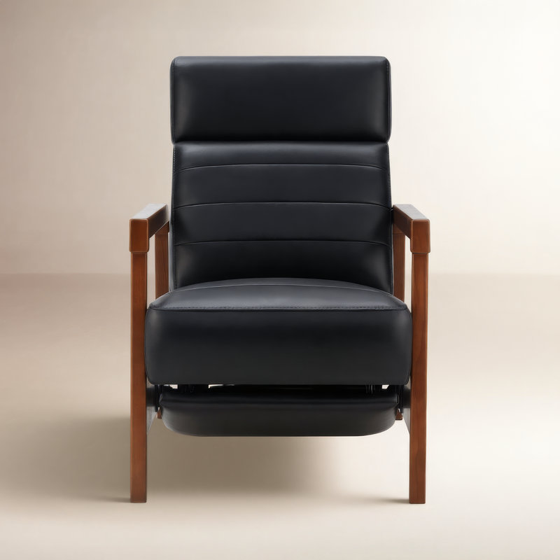 Darlington Amada 27.5" Wide Power Standard Recliner, Black Genuine Leather/Top Grain Leather, Brown