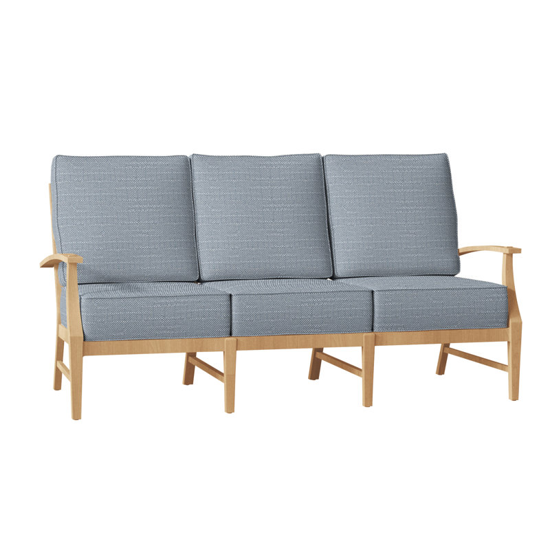 Croquet Teak Sofa - Natural Teak, Natural Teak, Rollo Chambray InsideOut® Linen, Welt