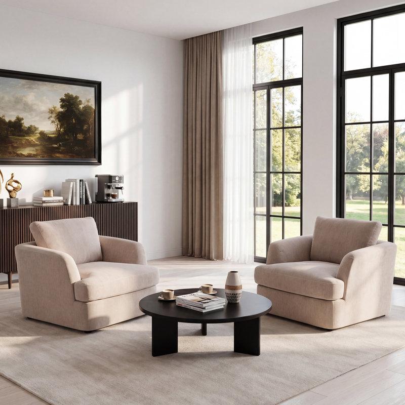 Alameda Velvet Upholstered Armchairs (Set Of 2), Sandstone Velvet