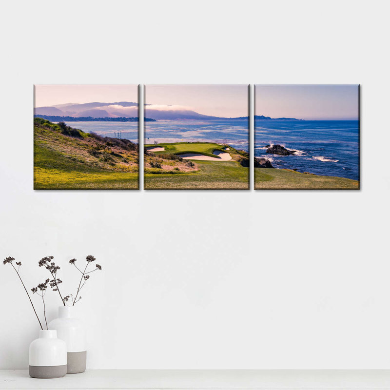 Plage de galets sur toile, ensemble de 3 pièces, H 8 po x l 26 po x P 1 po